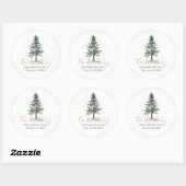 Sticker Rond Aquarelle Arbre de Noël Gold Retours Adresse Class (Feuille)