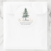 Sticker Rond Aquarelle Arbre de Noël Gold Retours Adresse Class (Sac)