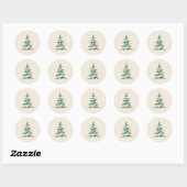Sticker Rond Aquarelle Arbre de Noël neigeux (Feuille)