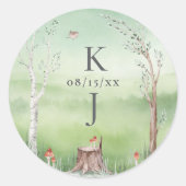 Sticker Rond Aquarelle Arbre Whimsical Boho Faire-part de maria (Devant)