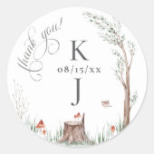 Sticker Rond Aquarelle Arbre Whimsical Merci Mariage Favoriser (Devant)