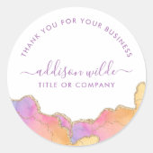 Sticker Rond Aquarelle arc-en-ciel et or Merci (Devant)