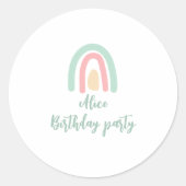 Sticker Rond Aquarelle arc-en-ciel vert minis Anniversaire (Devant)