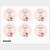Sticker Rond Aquarelle Art mignon Champignons et fleurs (Feuille)