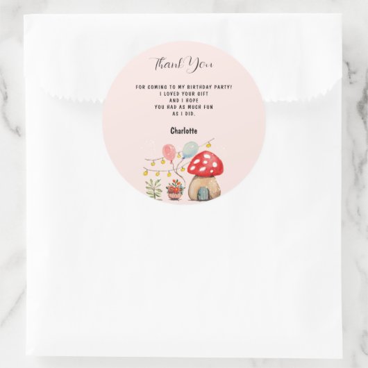 Sticker Rond Aquarelle Art mignon Champignons et fleurs (Sac)