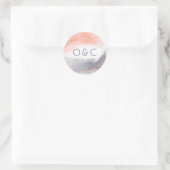 Sticker Rond Aquarelle aurifère rose monogramme géométrique (Sac)