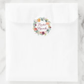 Sticker Rond Aquarelle Automne Floral Wreath Bridal Brunch (Sac)