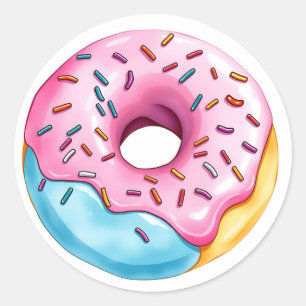 Sticker Rond Aquarelle avec glace et arrosage sur blanc