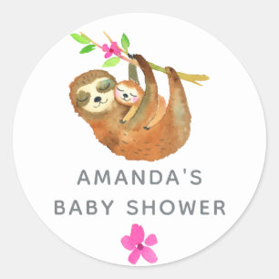 Sticker Rond Aquarelle Baby shower à thème de fentes