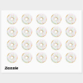 Sticker Rond Aquarelle Baby shower blanc arrosé (Feuille)