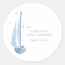 Aquarelle Baby shower de bateau à voile Ahoy Boy's