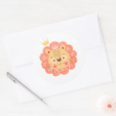 Sticker Rond Aquarelle Baby shower Lion mou (Enveloppe)