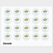 Sticker Rond Aquarelle Baby shower Luau | Bleu | (Feuille)