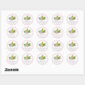Sticker Rond Aquarelle Baby shower Luau | Rose | (Feuille)