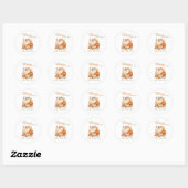 Sticker Rond Aquarelle Baby shower orange petit Citrouille (Feuille)