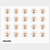 Sticker Rond Aquarelle Baby shower Ours en Teddy (Feuille)