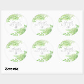 Sticker Rond Aquarelle Baby shower verdoyant (Feuille)