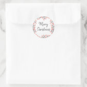 Sticker Rond Aquarelle Baies rouges d'hiver Joyeux Noël (Sac)