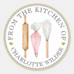 Sticker Rond Aquarelle Baker pâtisserie Chef Baker's Tools