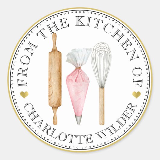 Sticker Rond Aquarelle Baker pâtisserie Chef Baker's Tools (Devant)