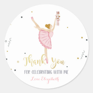 Sticker Rond Aquarelle Ballerina Nutcracker rose