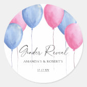 Sticker Rond Aquarelle Balloons Révélation de genre (Devant)