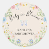 Sticker Rond Aquarelle bébé en fleurs Fleur sauvage douche flor (Devant)