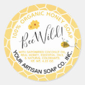 Sticker Rond Aquarelle Bee Flower Honeypeb Honey Soap (Devant)