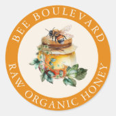 Sticker Rond Aquarelle Bee Honey Jar (Devant)