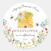 Sticker Rond Aquarelle Beehive Floral Honey Custom (Devant)