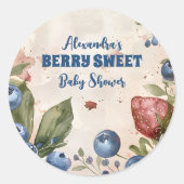 Sticker Rond Aquarelle Berry Baby shower doux (Devant)