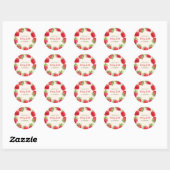 Sticker Rond Aquarelle Berry fraise Premier 1er anniversaire (Feuille)