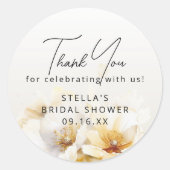 Sticker Rond Aquarelle Blanc Dieu Fleur Fête des mariées (Devant)