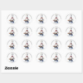 Sticker Rond Aquarelle Blanc Snowman Chef Fantastique Noël (Feuille)