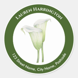 Sticker Rond Aquarelle blanche Calla Lily Cercle d'illustration