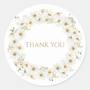 Sticker Rond Aquarelle blanche de courge de marguerite jolie Me