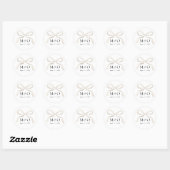 Sticker Rond Aquarelle blanche ivoire moderne Mariage Monogramm (Feuille)
