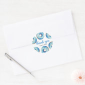 Sticker Rond Aquarelle bleu beignets Anniversaire Merci (Enveloppe)