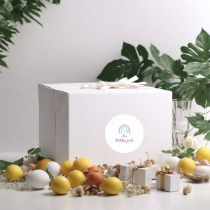 Sticker Rond Aquarelle bleu bleu lilas jaune Anniversaire