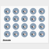 Sticker Rond Aquarelle bleu bleu rose rose Mariage (Feuille)