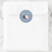 Sticker Rond Aquarelle bleu bleu rose rose Mariage (Sac)