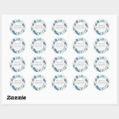 Sticker Rond Aquarelle bleu Boho Aztec | MERCI (Feuille)