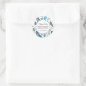 Sticker Rond Aquarelle bleu Boho Aztec | MERCI (Sac)