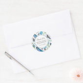 Sticker Rond Aquarelle bleu Boho Aztec | MERCI (Enveloppe)