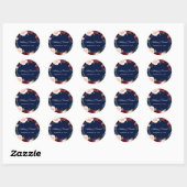 Sticker Rond Aquarelle bleu Bourgogne Mariage (Feuille)