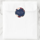Sticker Rond Aquarelle bleu Bourgogne Mariage (Sac)