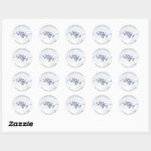 Sticker Rond Aquarelle bleu clair mignonne Mariage floral (Feuille)