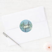 Sticker Rond Aquarelle Bleu de Bokeh Gratitude (Enveloppe)
