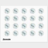 Sticker Rond Aquarelle bleu Dusty Brosse or Script Ampersand (Feuille)