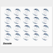 Sticker Rond Aquarelle Bleu Élégante enveloppe de mariage sceau (Feuille)